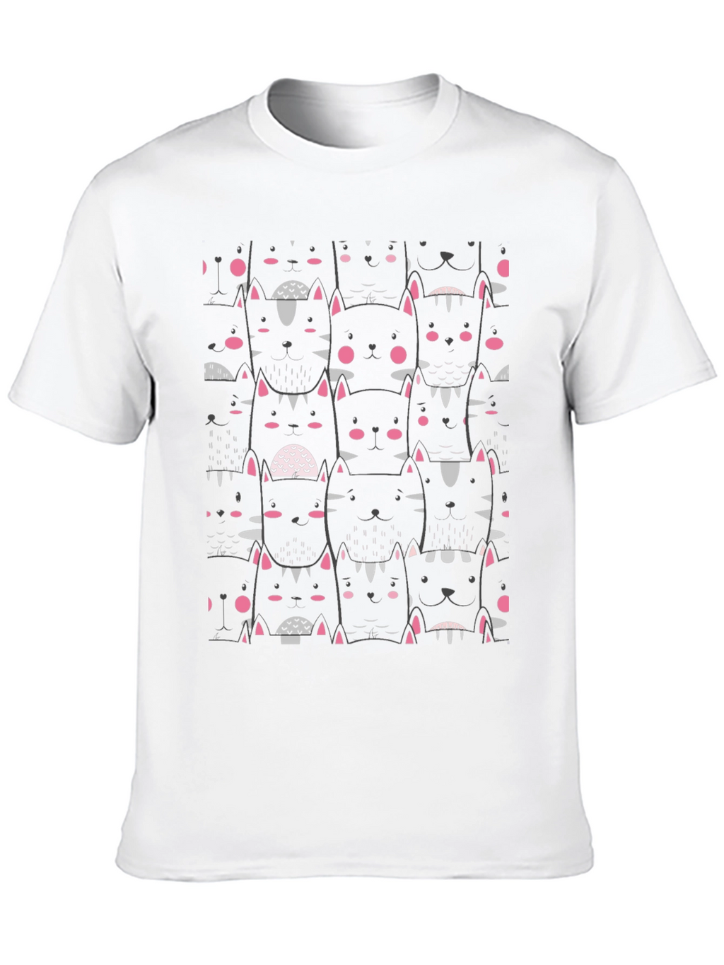 Mens Black Cat Patterned T-Shirt