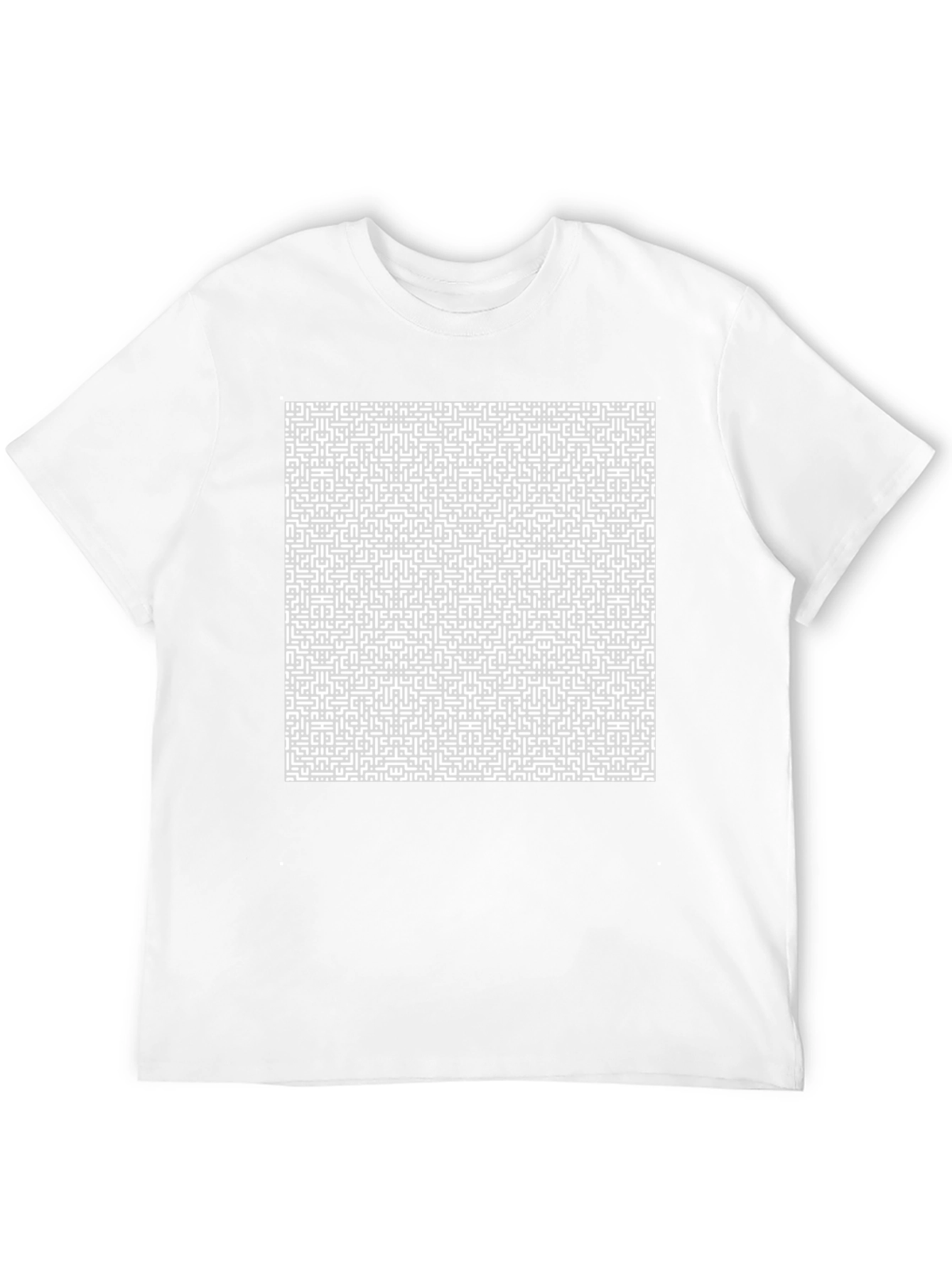 Maze Pattern Tee - Abstract Design Cotton T-Shirt