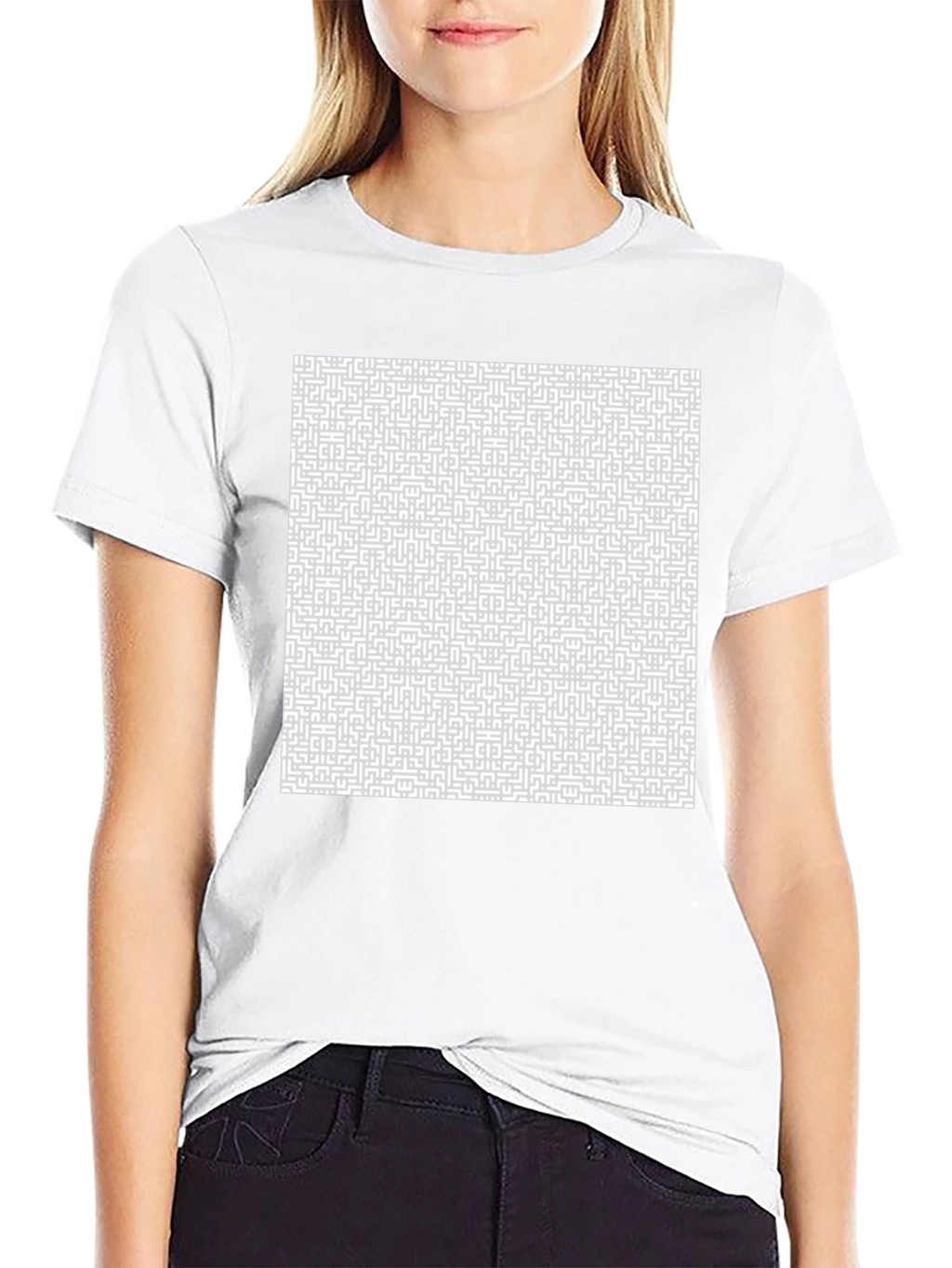 Maze Pattern Tee - Abstract Design Cotton T-Shirt