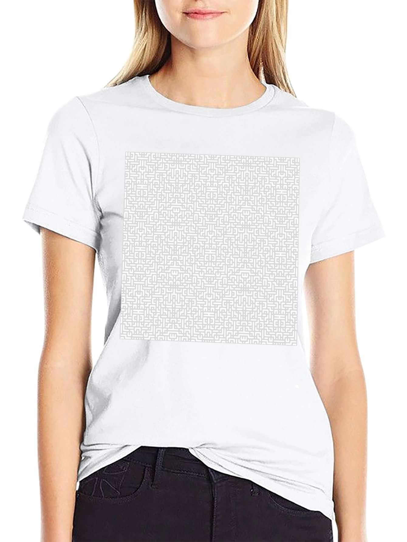 Maze Pattern Tee - Abstract Design Cotton T-Shirt