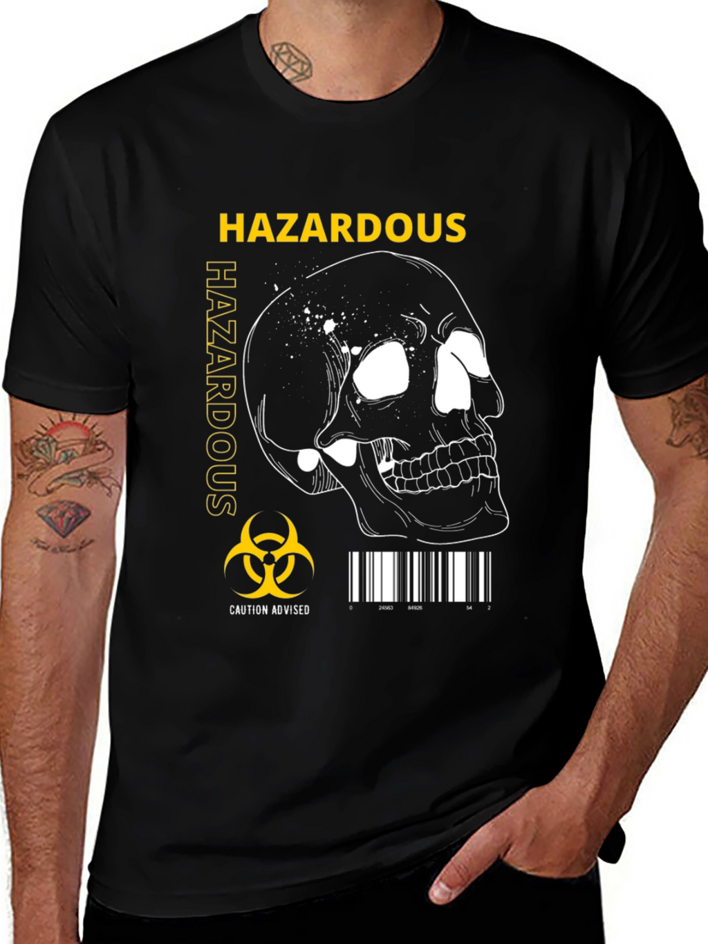 Hazardous Biohazard Skull Graphic T-Shirt