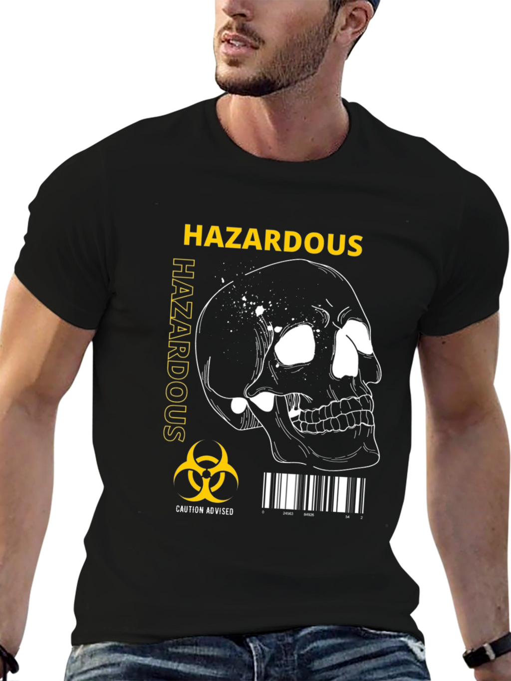 Hazardous Biohazard Skull Graphic T-Shirt