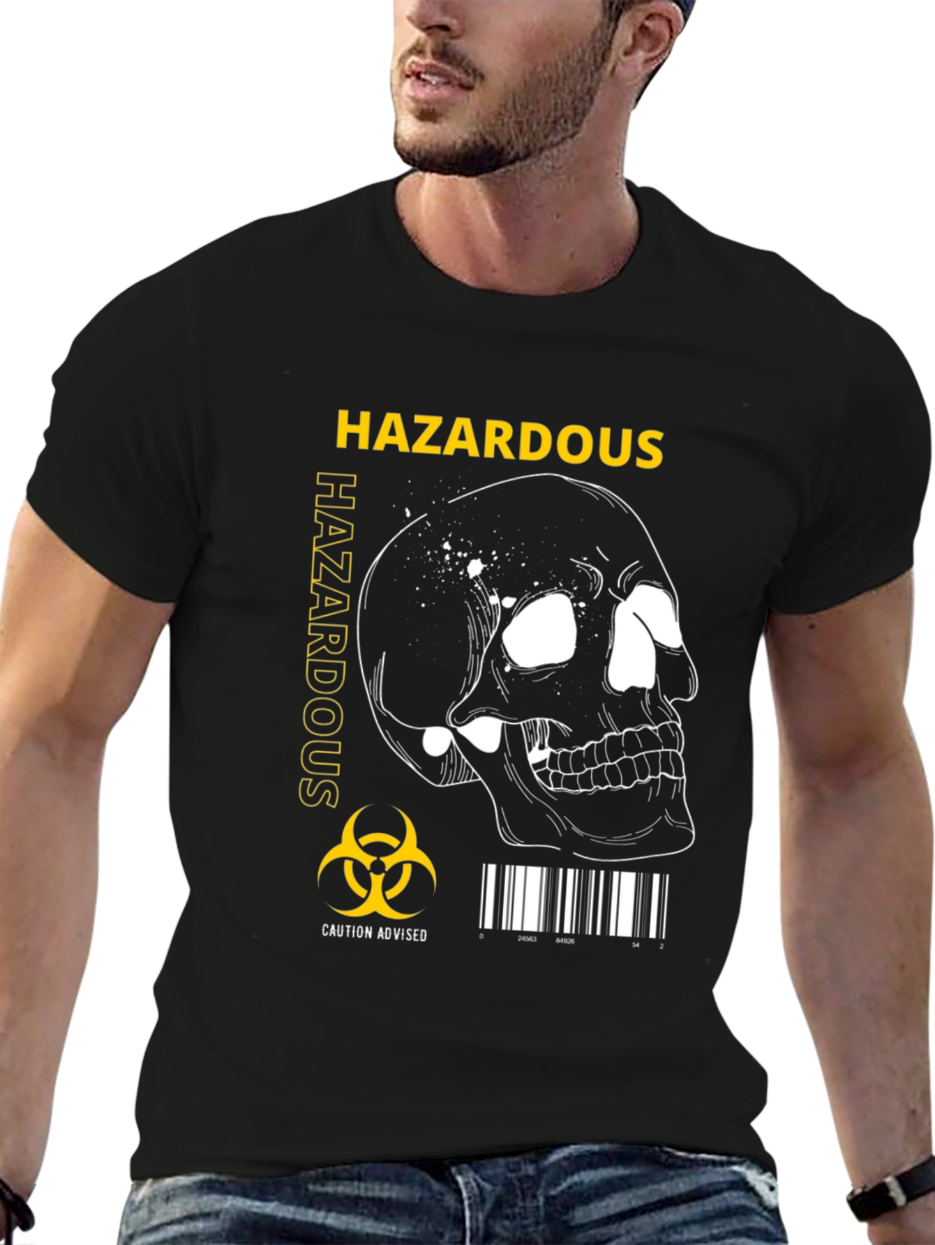 Hazardous Biohazard Skull Graphic T-Shirt