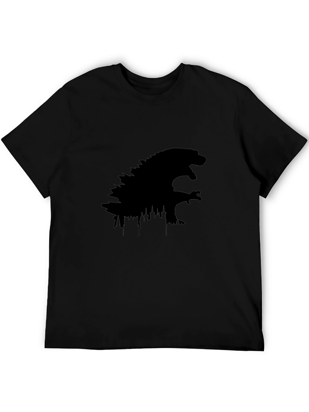 Godzilla Cityscape Silhouette Black T-Shirt