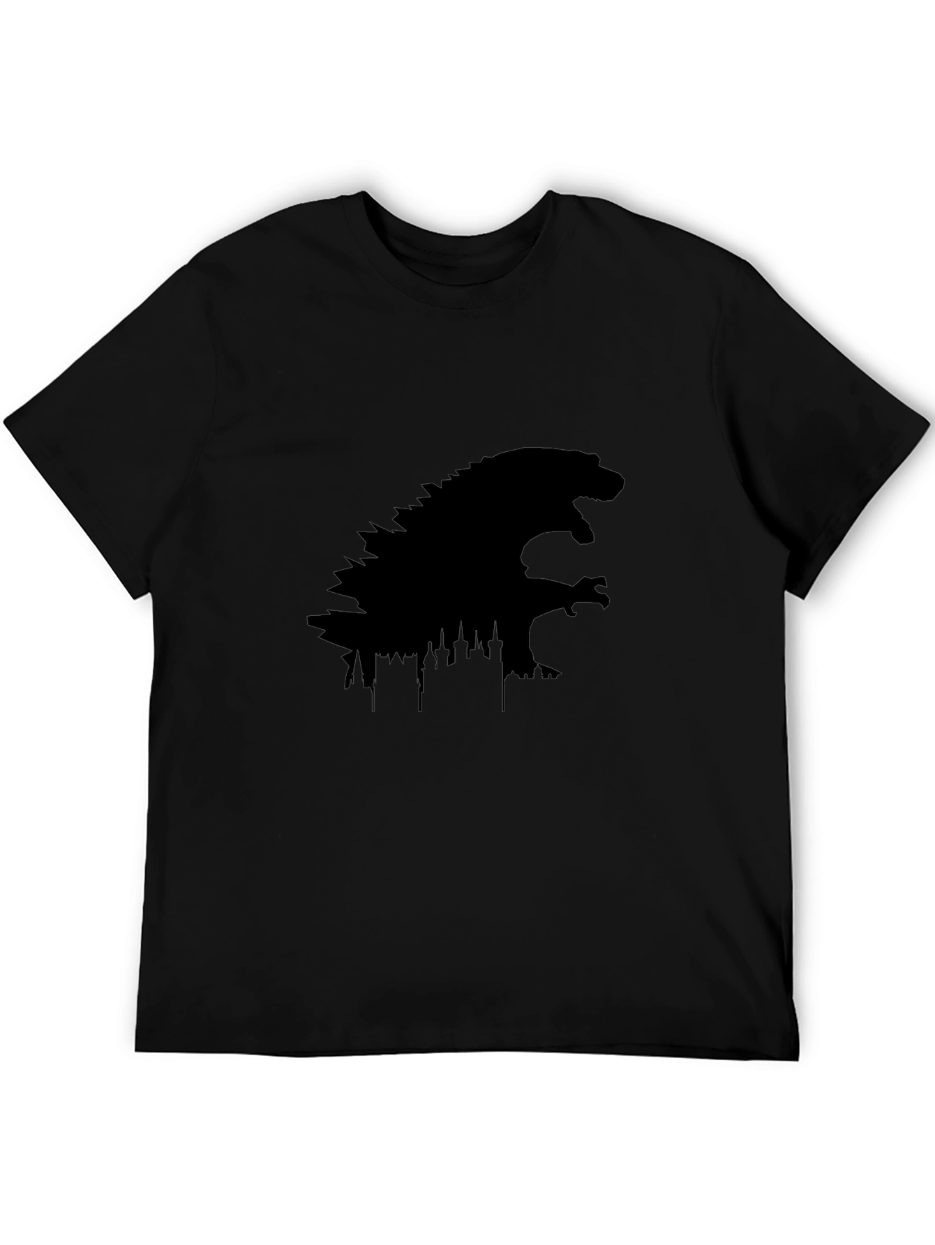 Godzilla Cityscape Silhouette Black T-Shirt