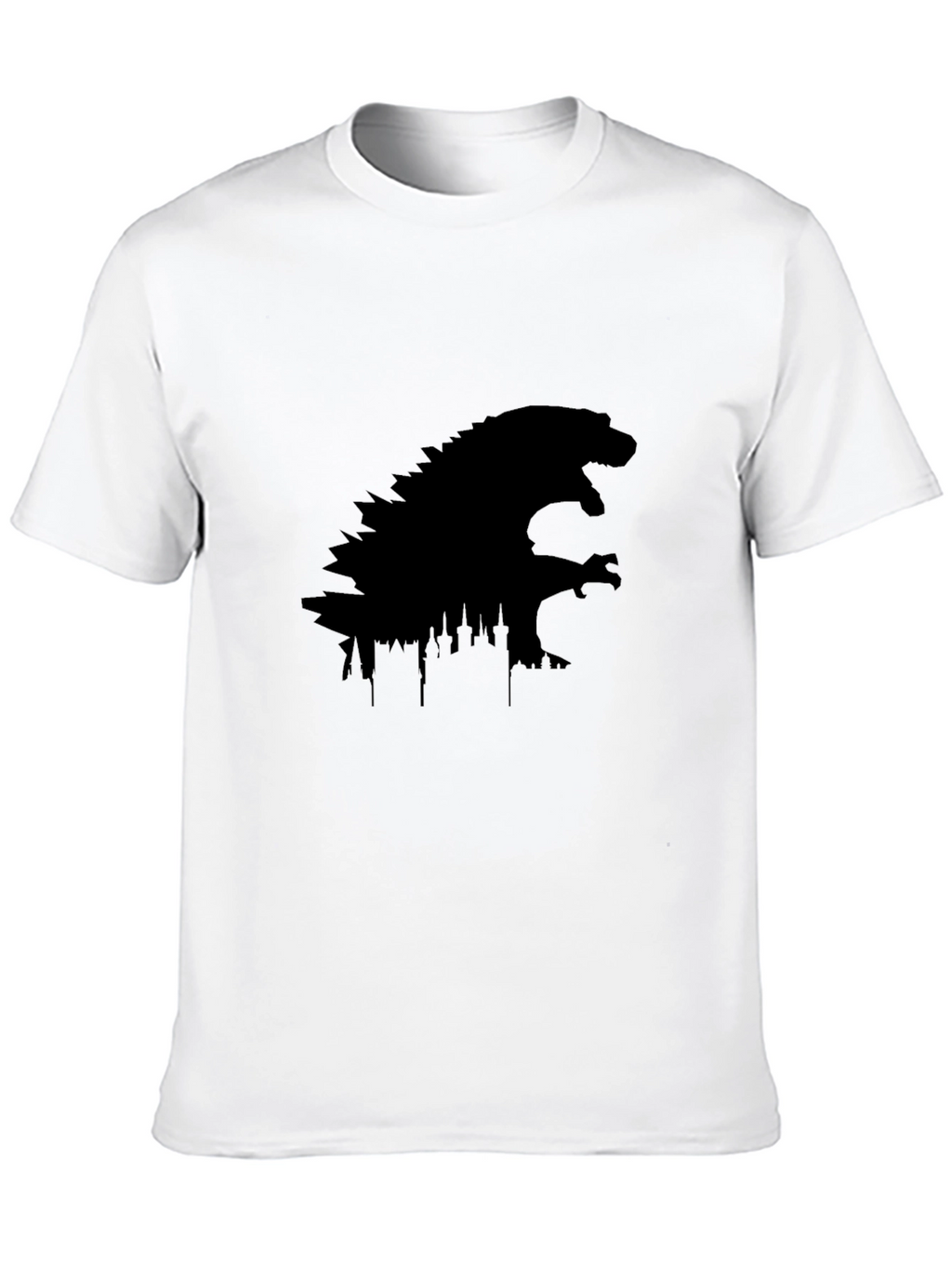Godzilla Cityscape Silhouette Black T-Shirt
