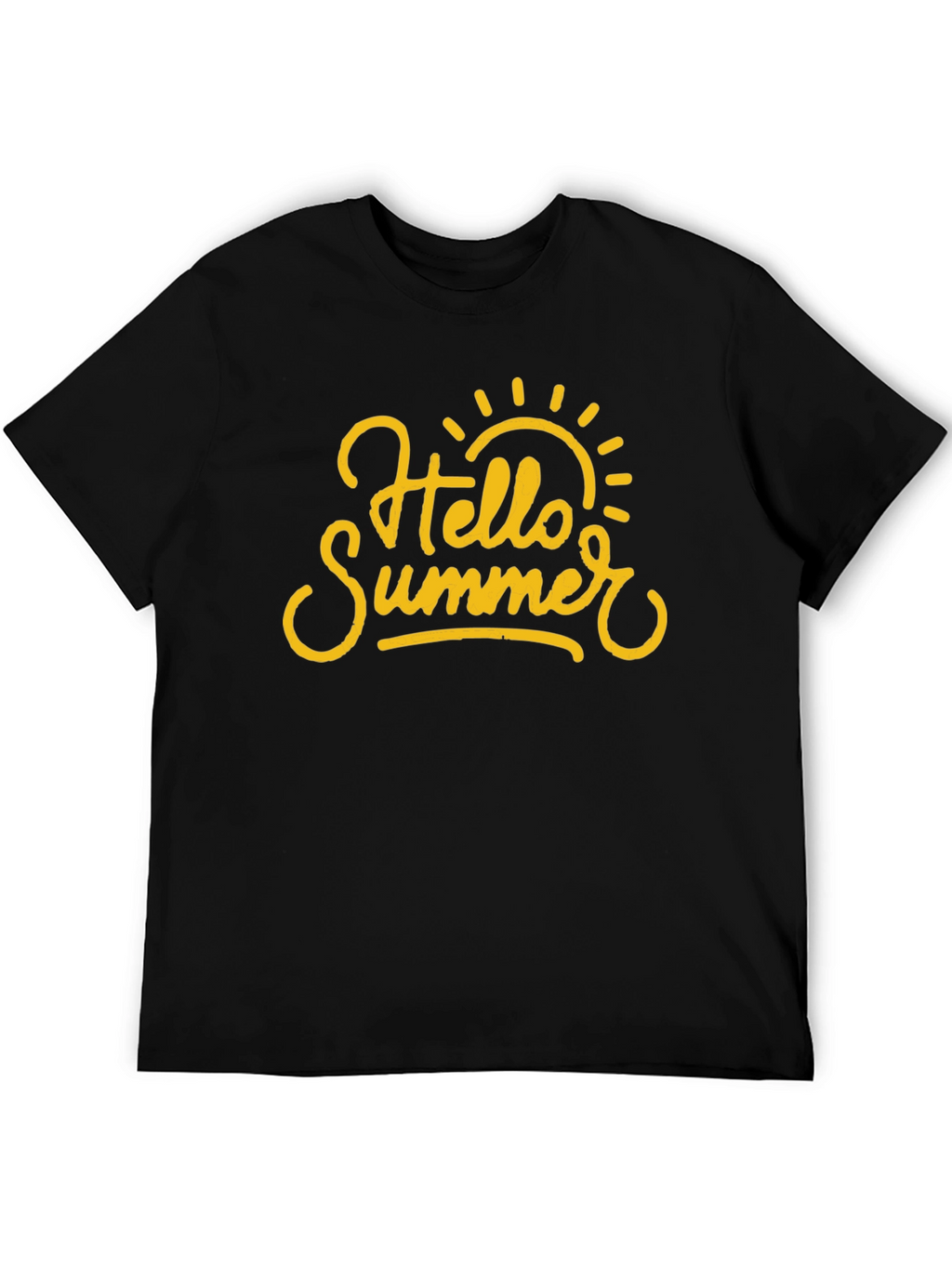 Hello Summer Graphic Print Black T-Shirt