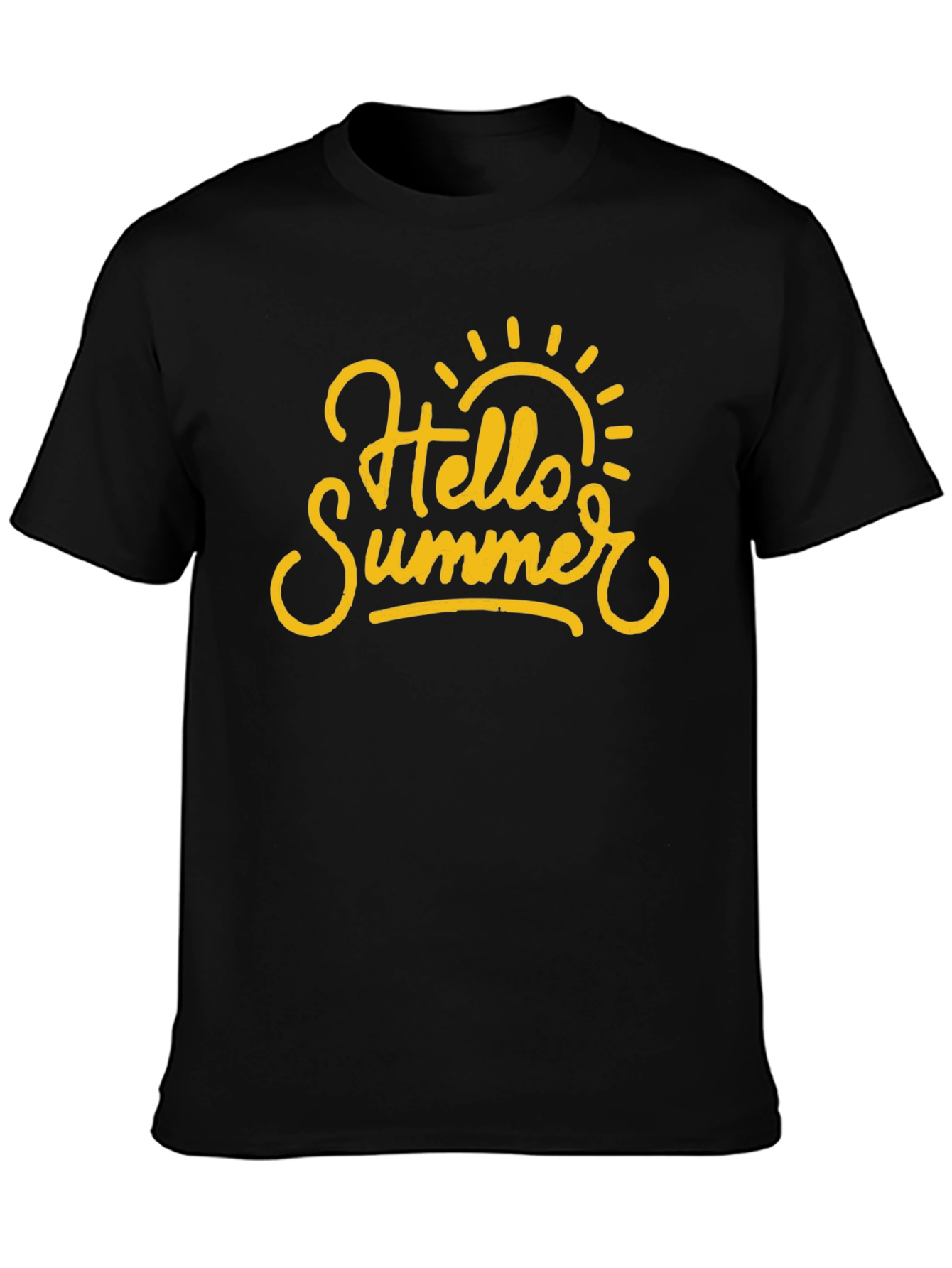 Hello Summer Graphic Print Black T-Shirt