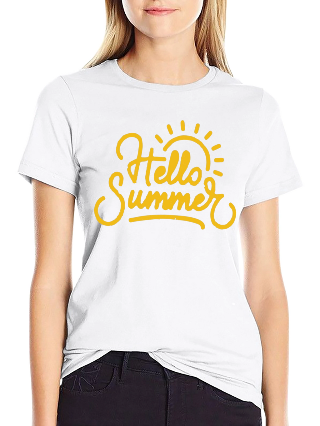 Hello Summer Graphic Print Black T-Shirt