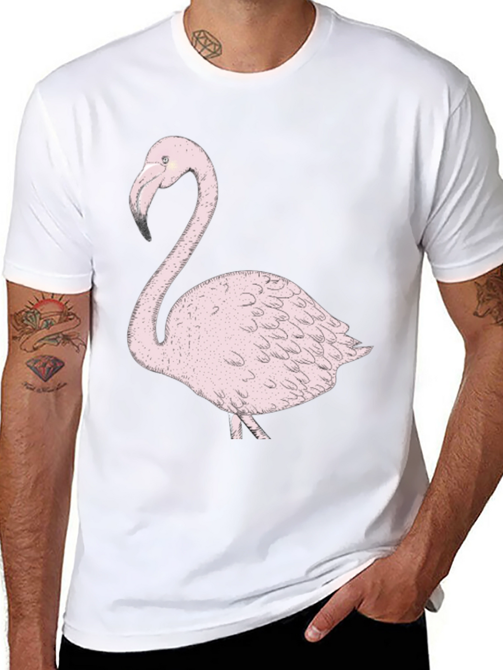Flamingo Graphic Tee - Trendy Black T-Shirt