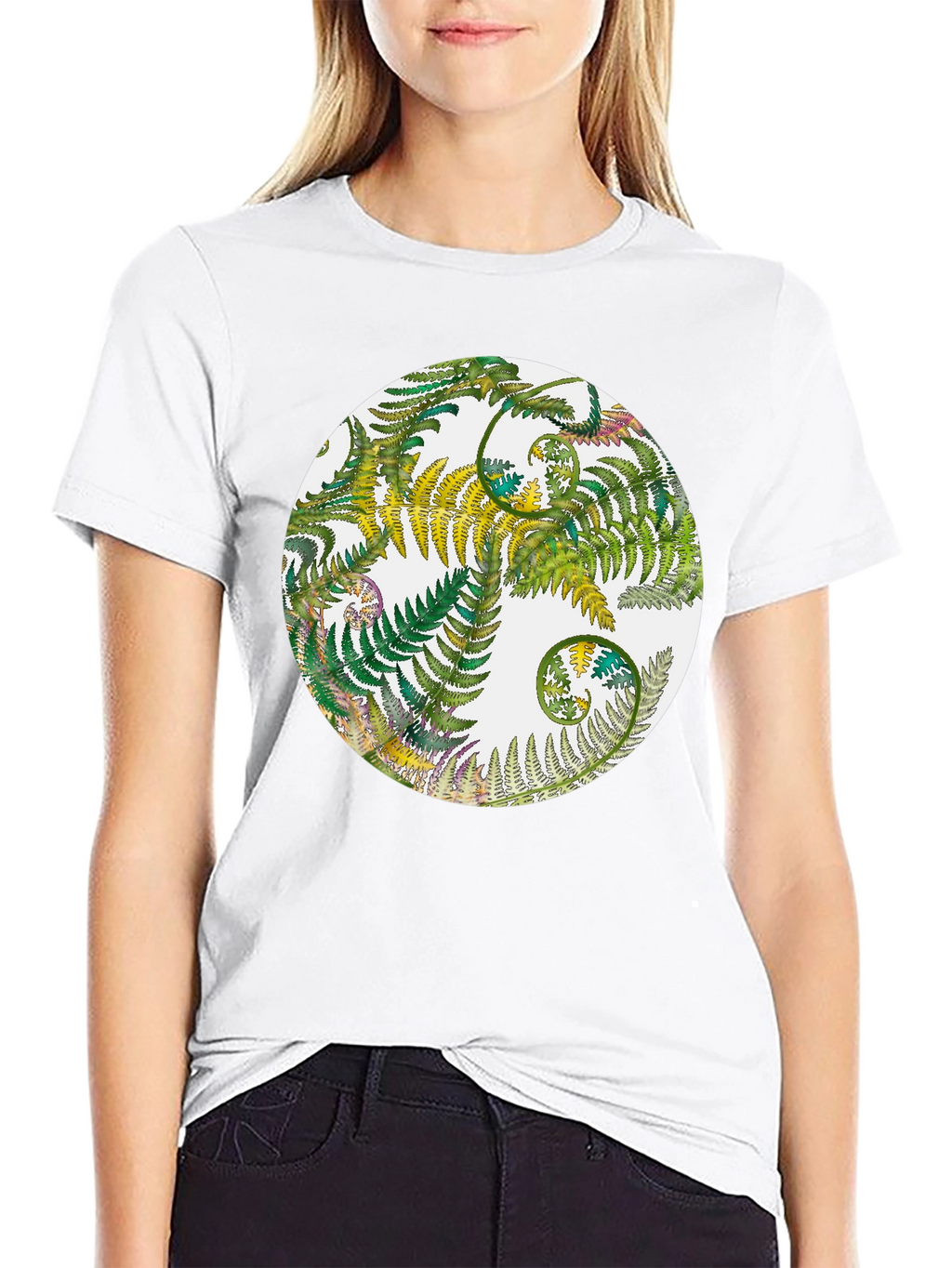 Fern Circle Black T-Shirt - Nature Inspired