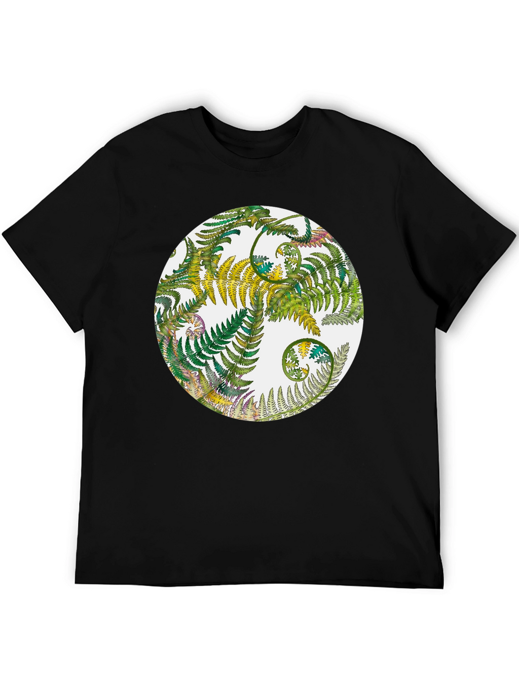 Fern Circle Black T-Shirt - Nature Inspired