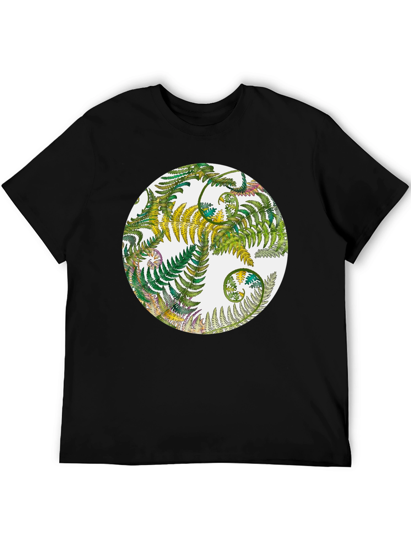 Fern Circle Black T-Shirt - Nature Inspired