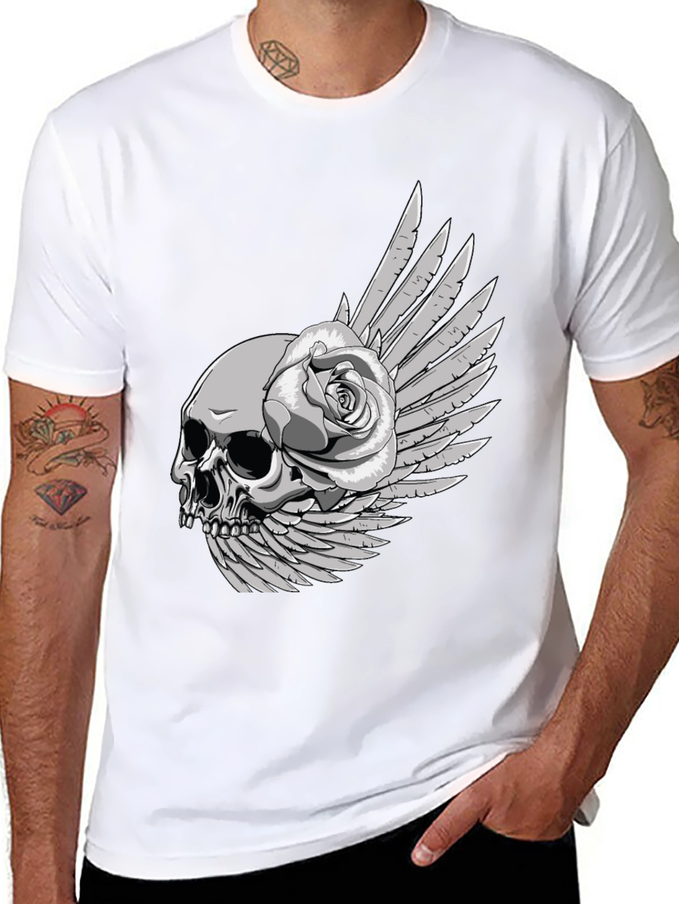 Skull & Rose Graphic Tee - Dark