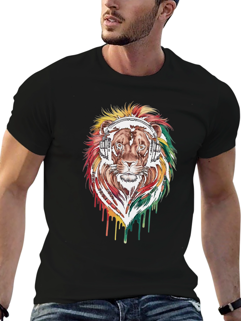 Lion Headphone Graphic Tee - Reggae Vibes
