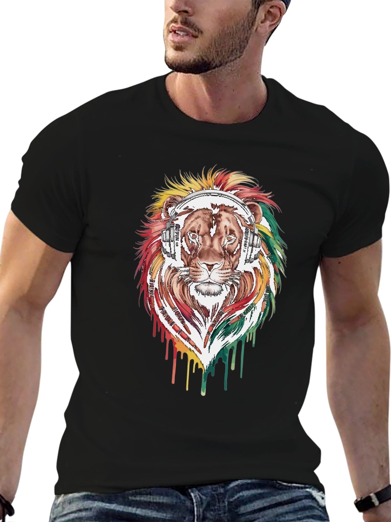 Lion Headphone Graphic Tee - Reggae Vibes