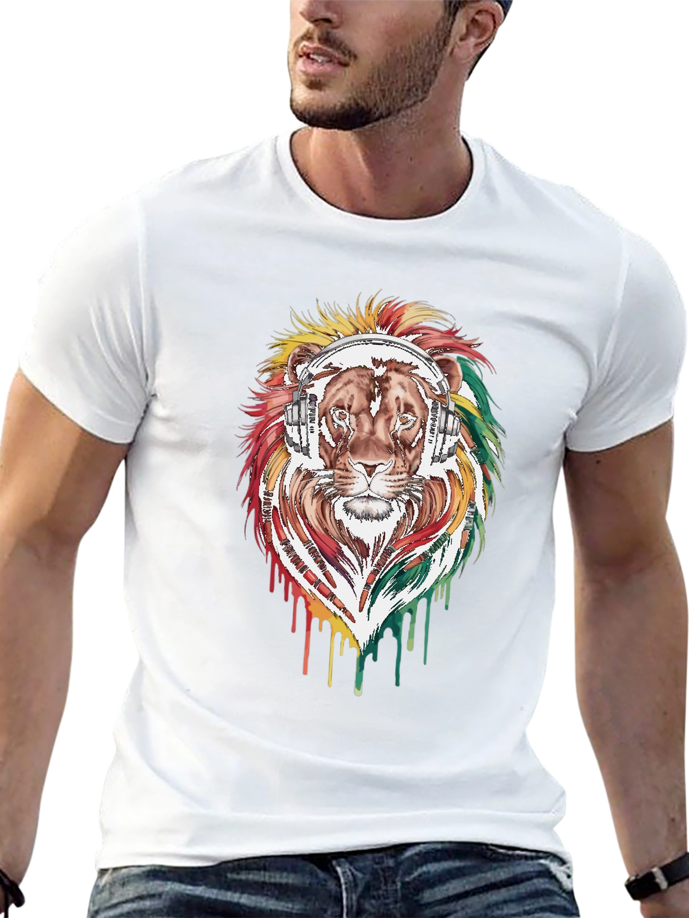 Lion Headphone Graphic Tee - Reggae Vibes