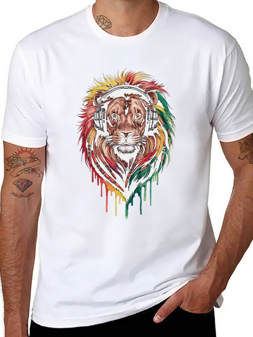 Lion Headphone Graphic Tee - Reggae Vibes