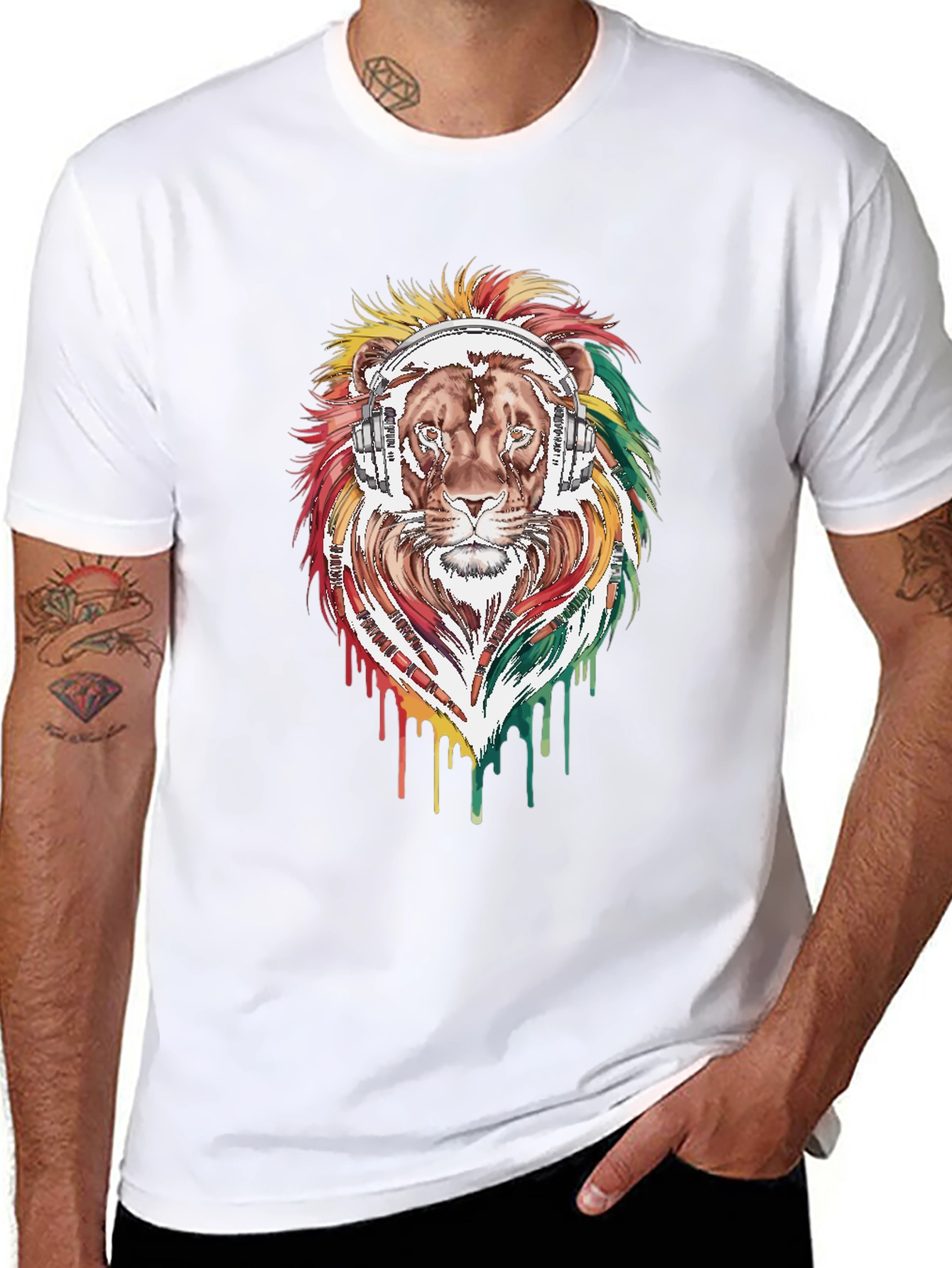Lion Headphone Graphic Tee - Reggae Vibes