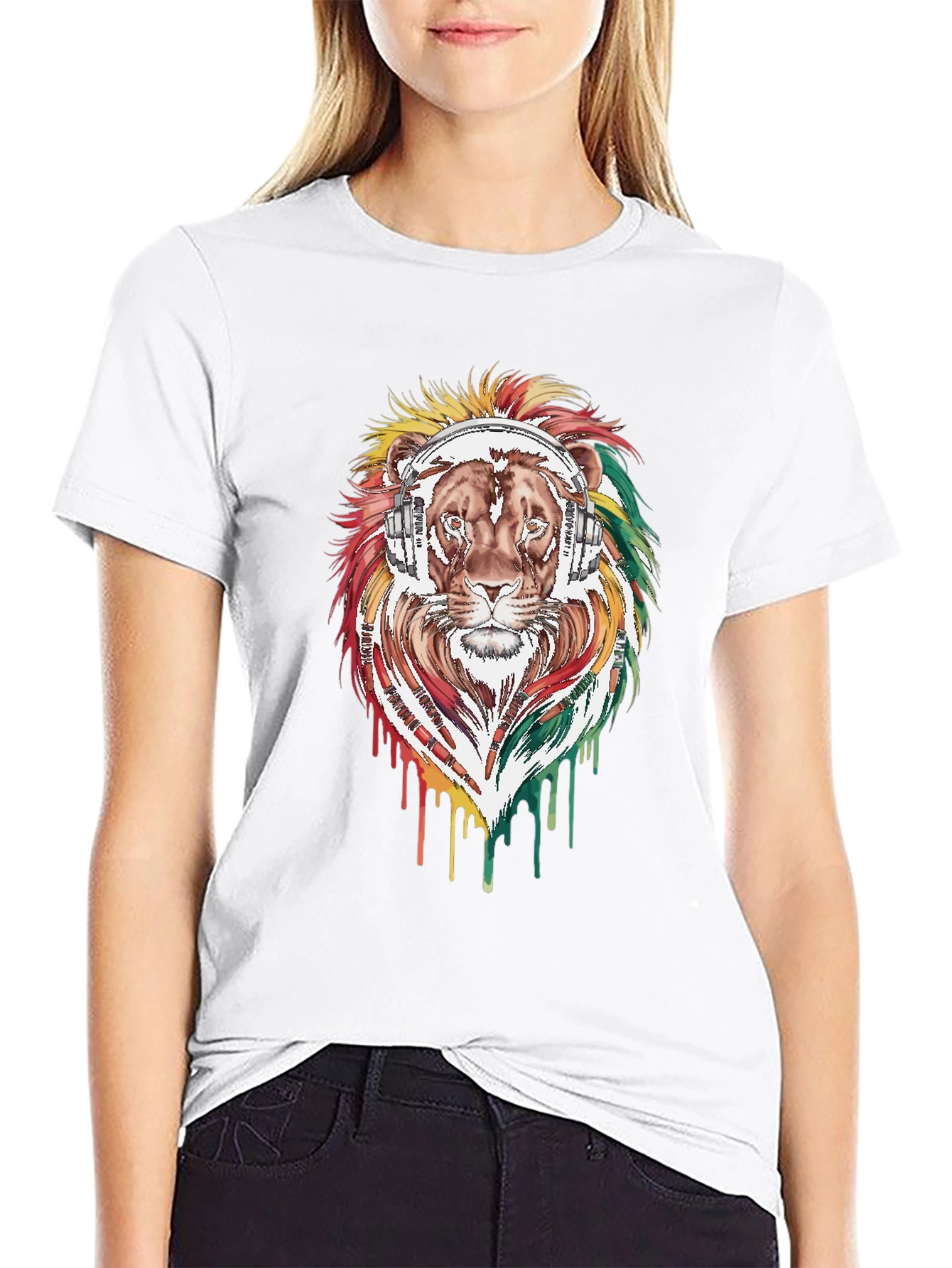 Lion Headphone Graphic Tee - Reggae Vibes