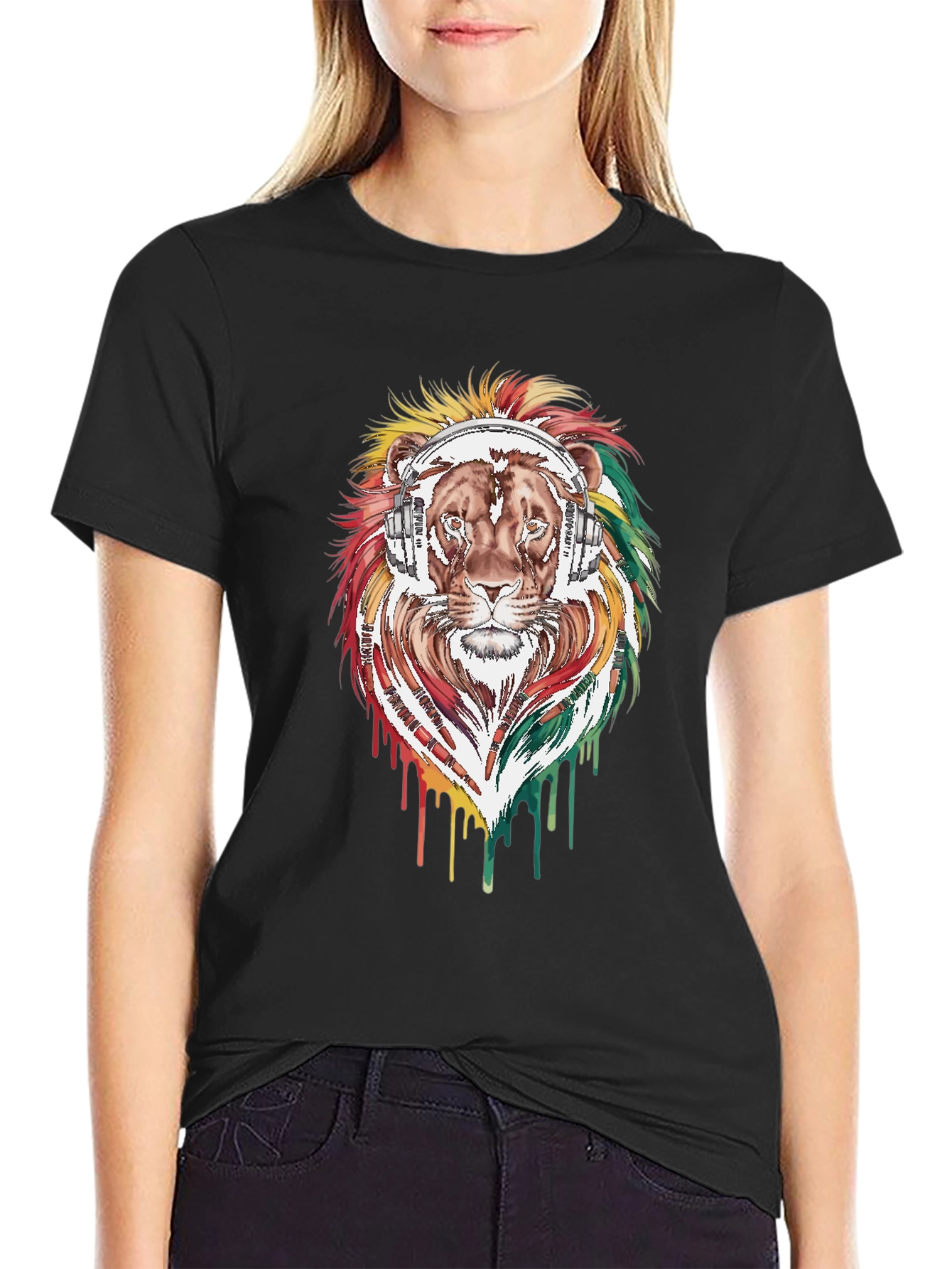 Lion Headphone Graphic Tee - Reggae Vibes