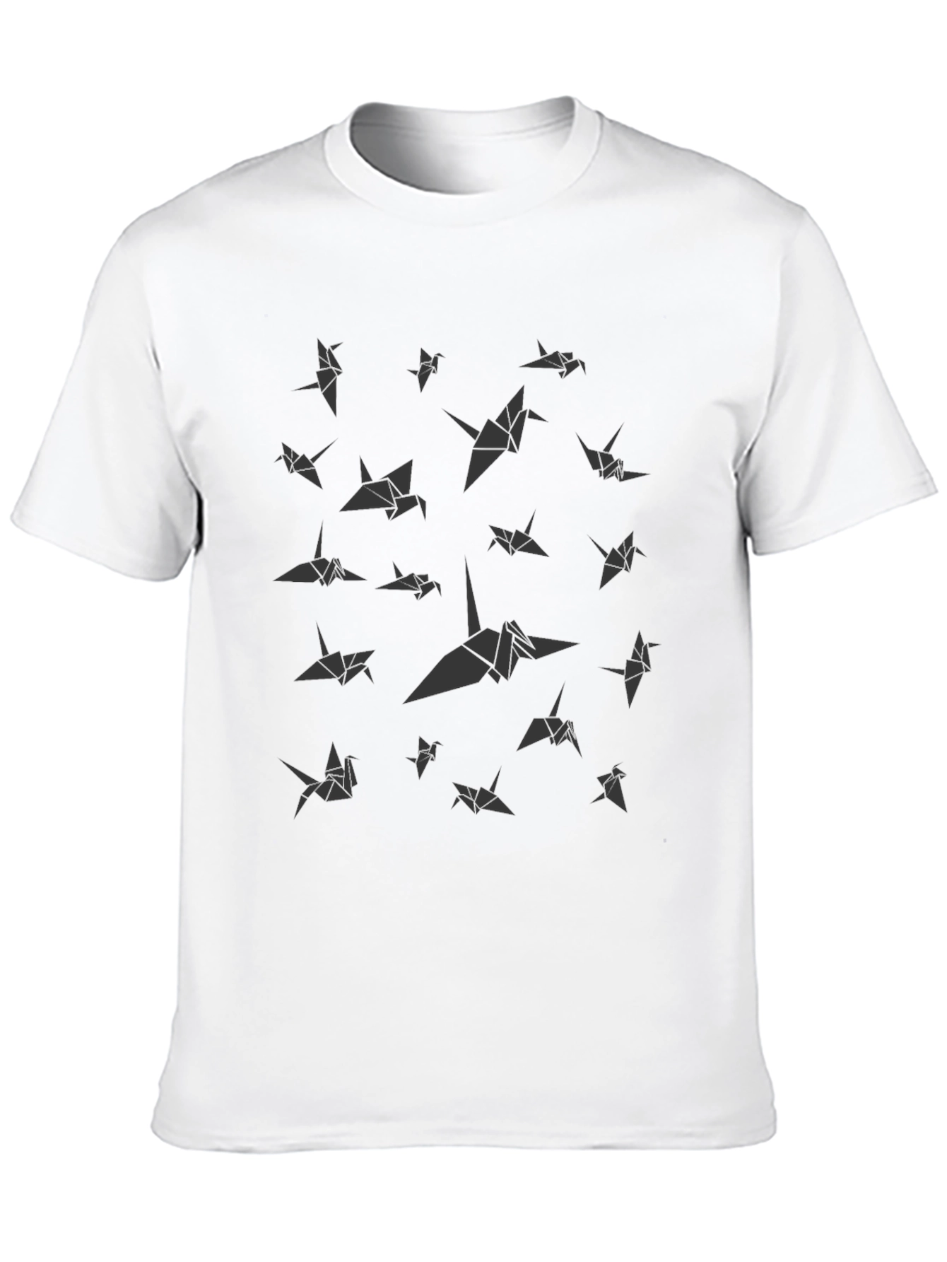 Origami Crane Print Black T-Shirt