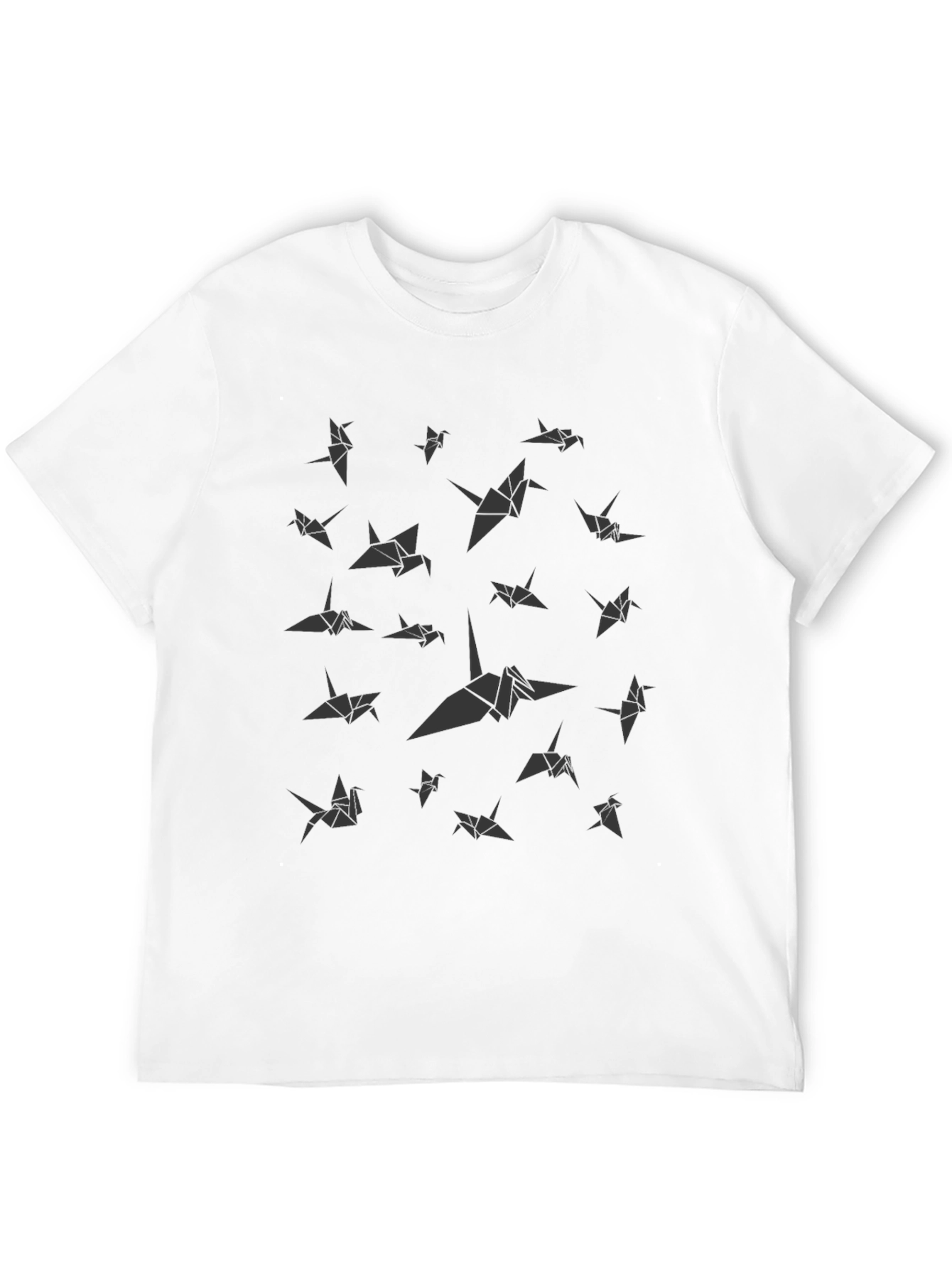 Origami Crane Print Black T-Shirt