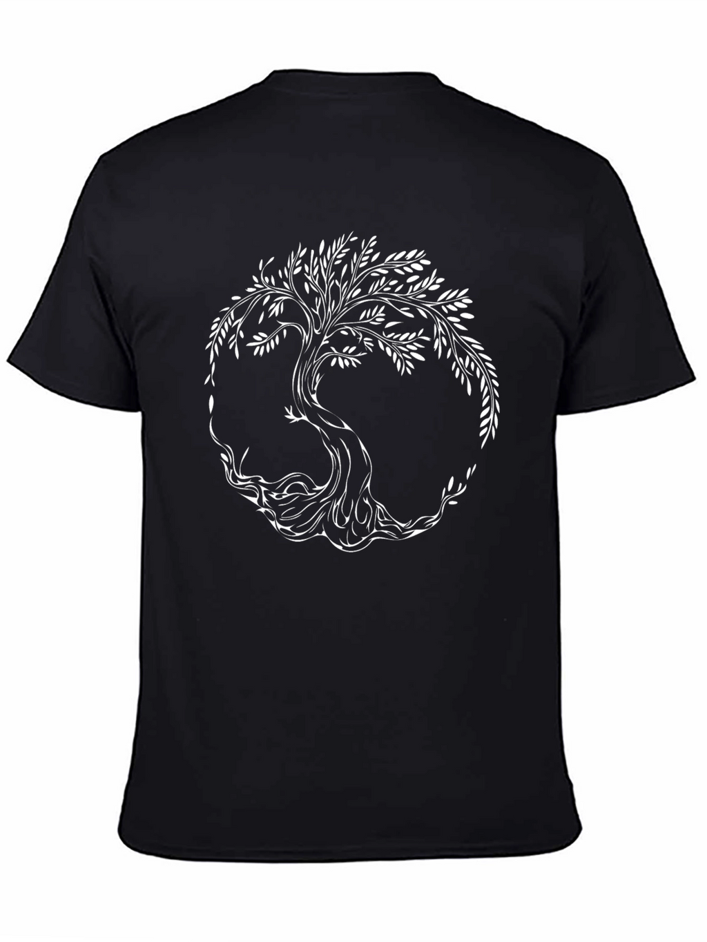 Black T-Shirt with White Tree of Life Graphic