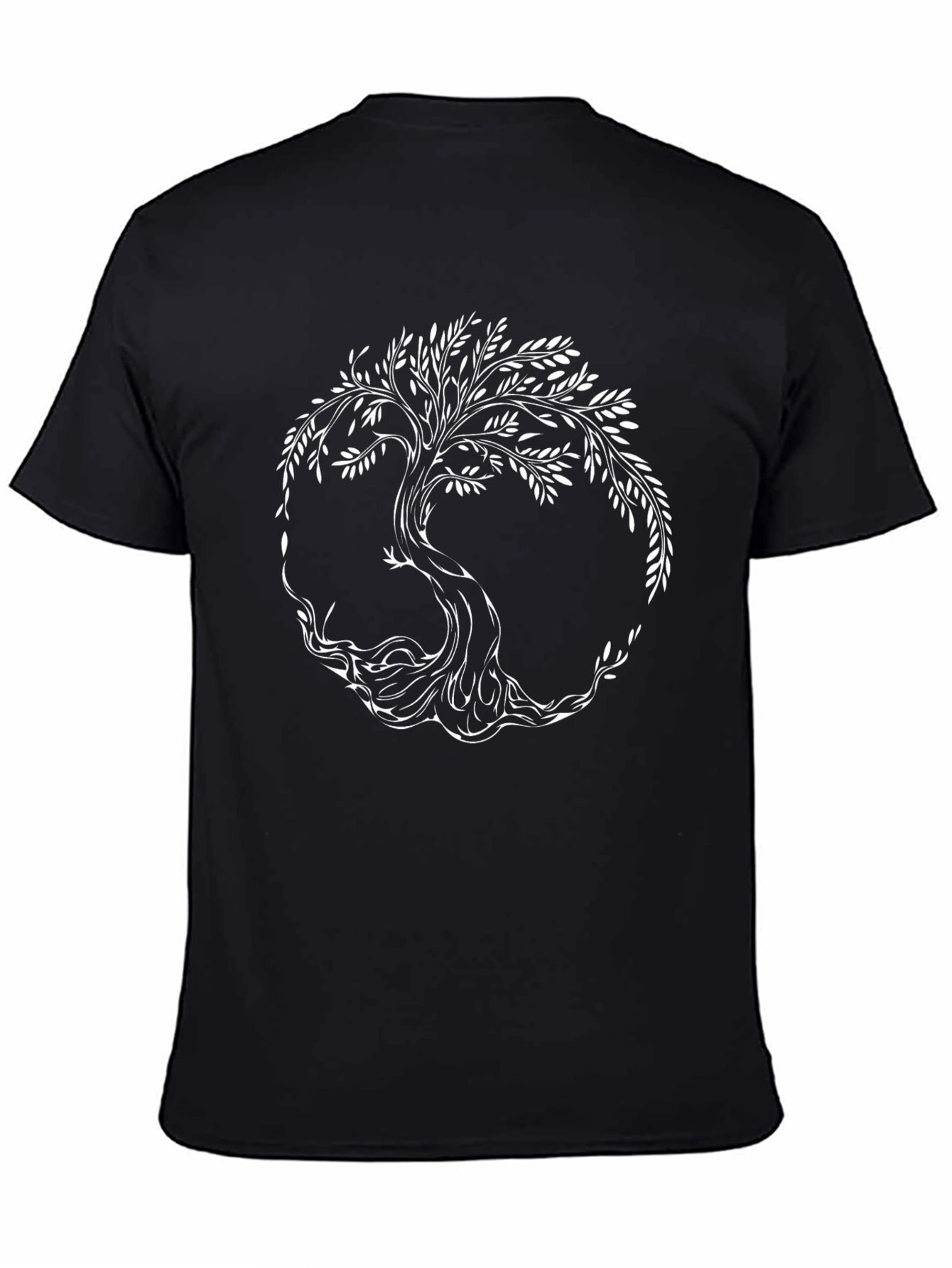 Black T-Shirt with White Tree of Life Graphic