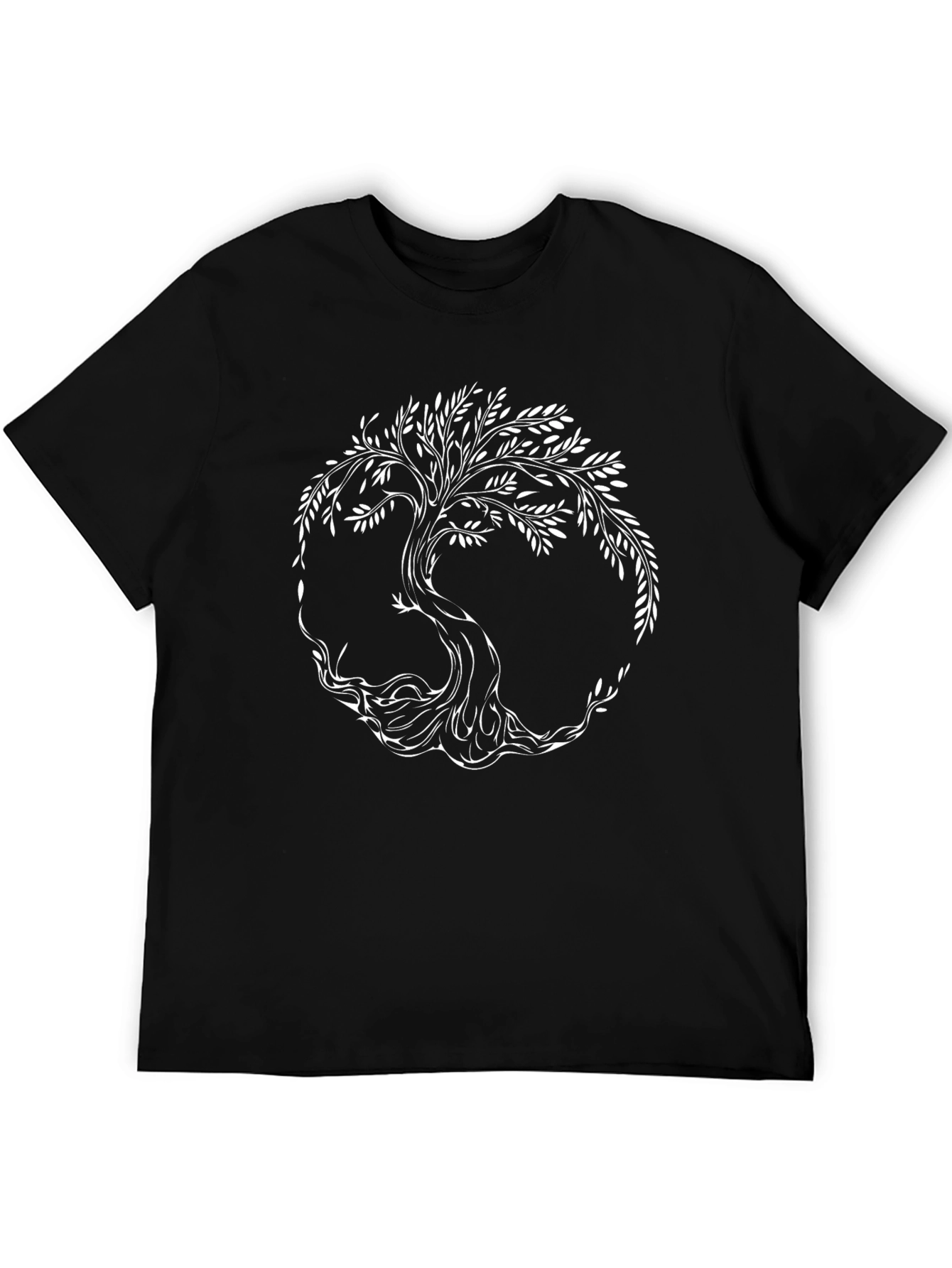 Black T-Shirt with White Tree of Life Graphic
