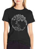 Black T-Shirt with White Tree of Life Graphic