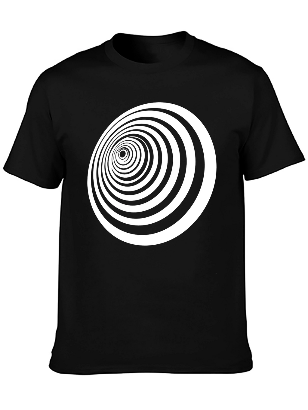Optical Illusion Black T-Shirt - Hypnotic Vortex Design