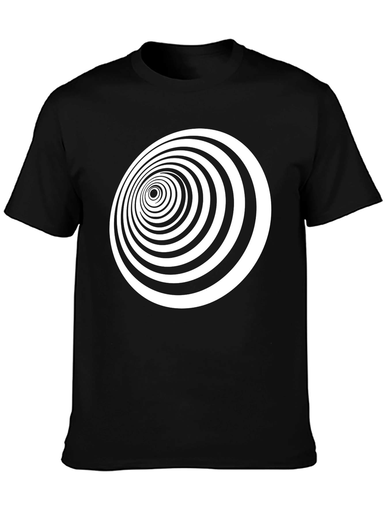 Optical Illusion Black T-Shirt - Hypnotic Vortex Design