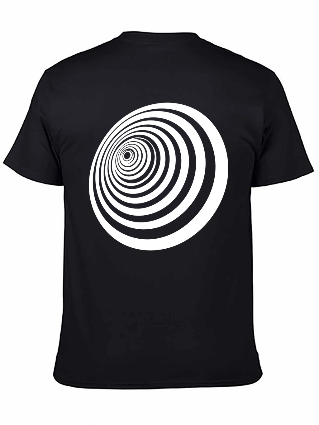 Optical Illusion Black T-Shirt - Hypnotic Vortex Design