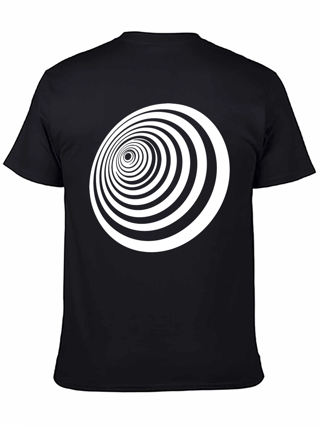 Optical Illusion Black T-Shirt - Hypnotic Vortex Design