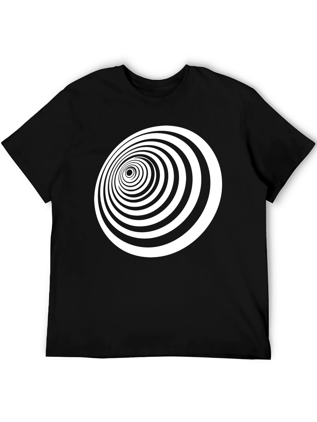 Optical Illusion Black T-Shirt - Hypnotic Vortex Design