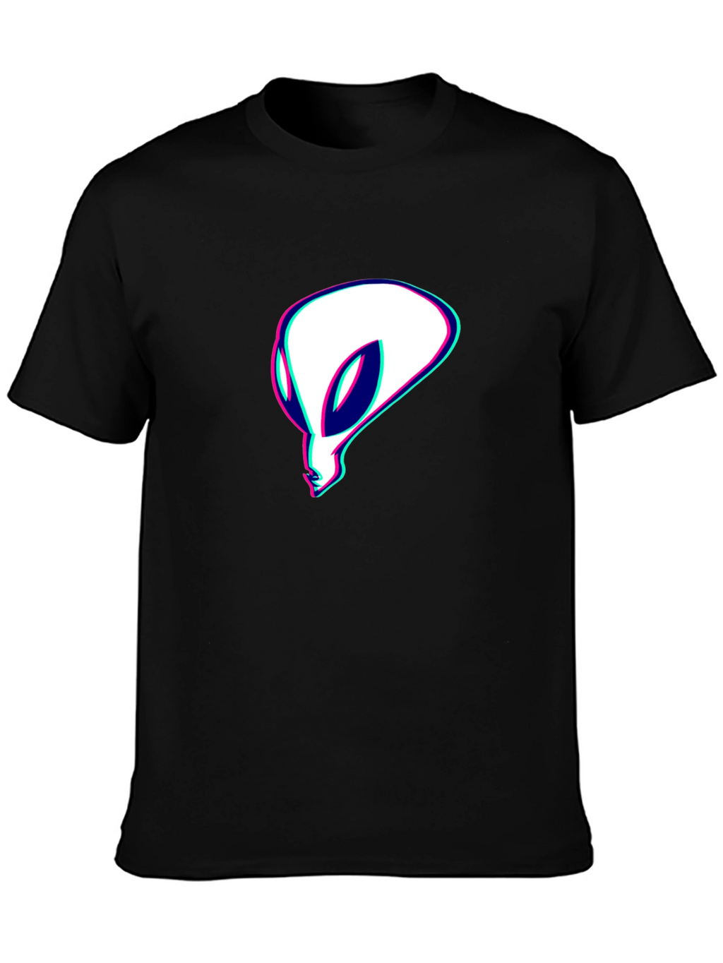 Alien Head Graphic Tee - Black Cotton T-Shirt