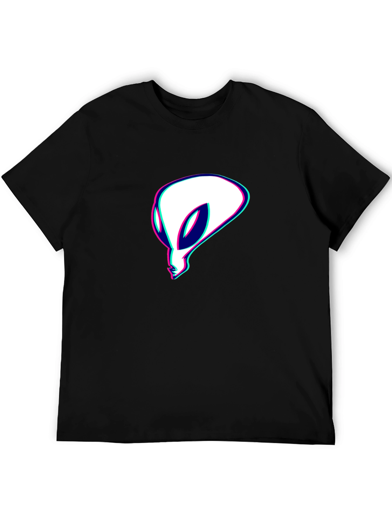 Alien Head Graphic Tee - Black Cotton T-Shirt