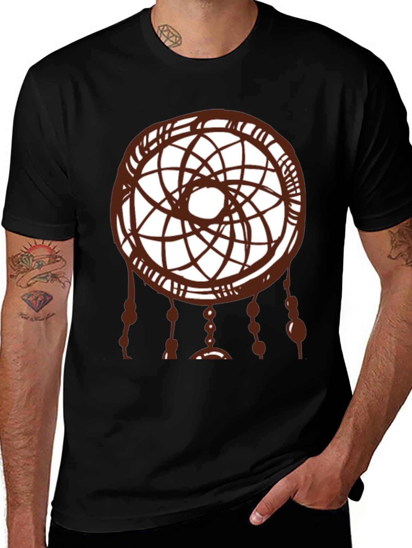 Dreamcatcher Graphic Tee - Black Cotton Shirt