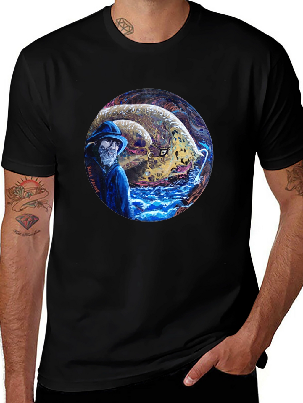 Fisherman & Sea Monster Graphic Tee