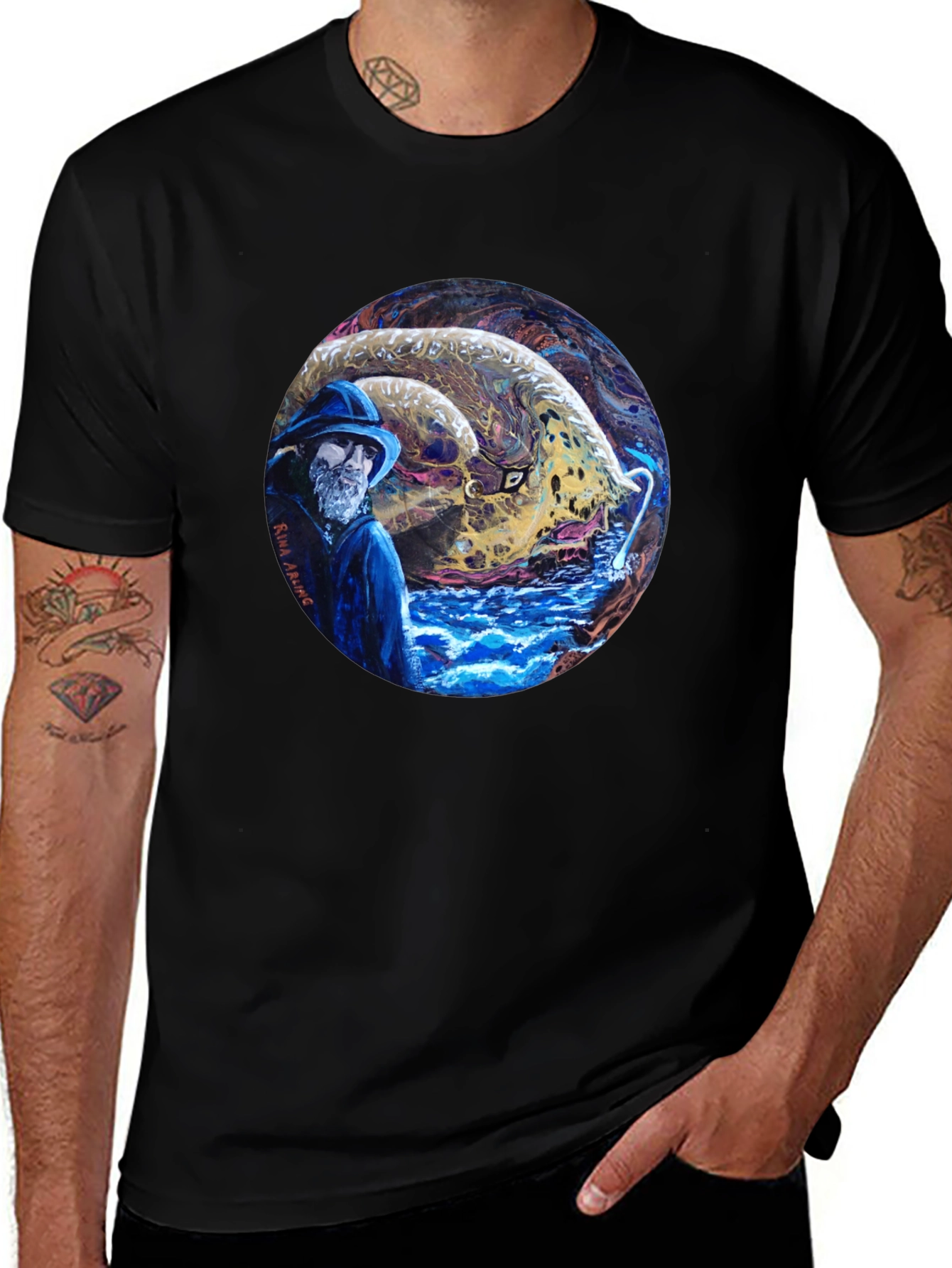 Fisherman & Sea Monster Graphic Tee