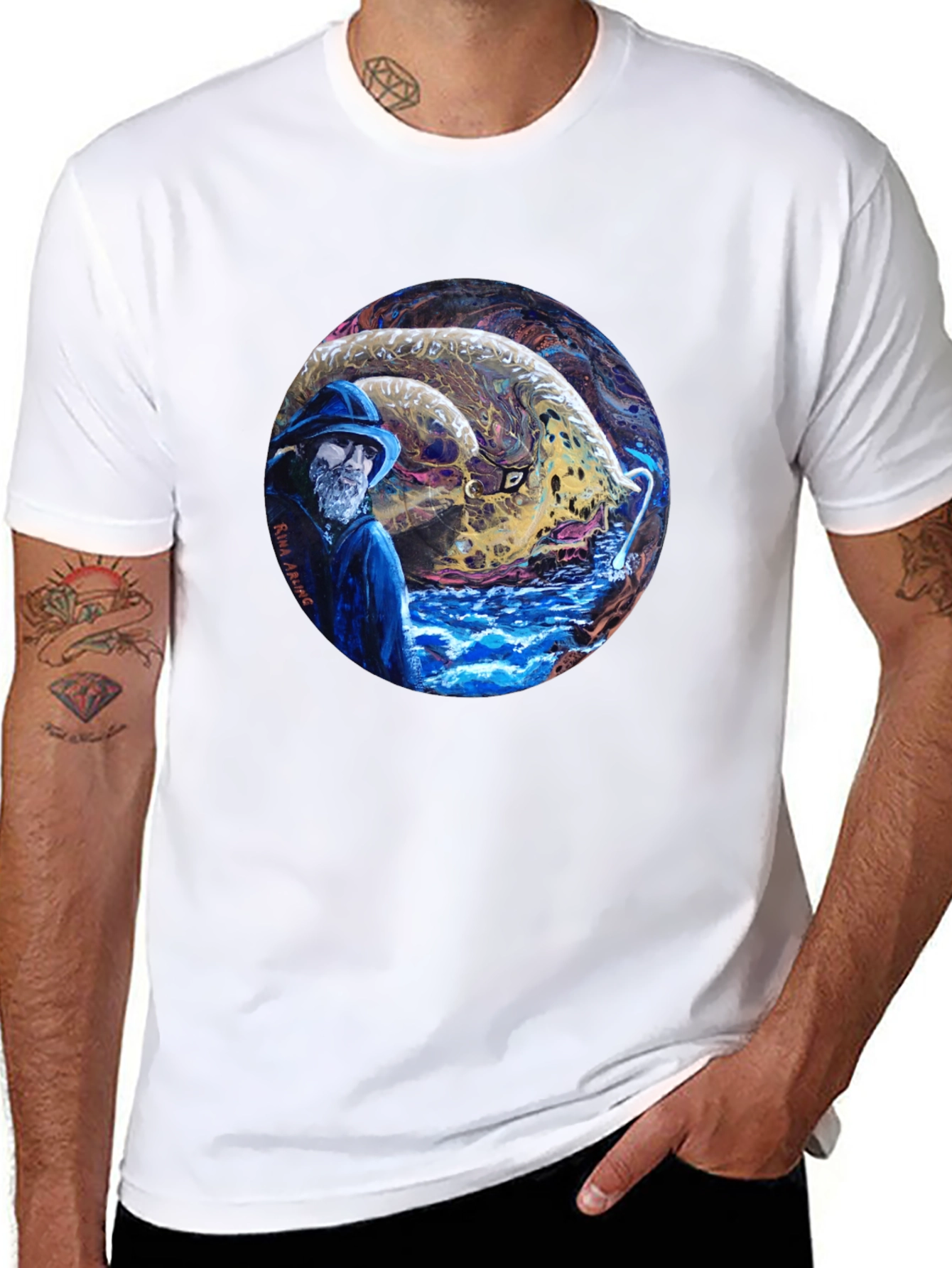 Fisherman & Sea Monster Graphic Tee