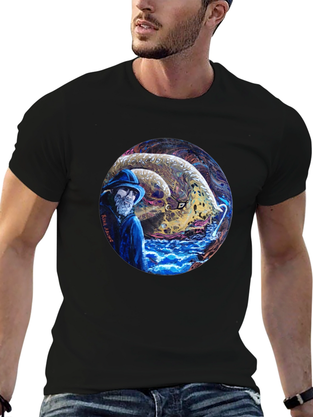 Fisherman & Sea Monster Graphic Tee