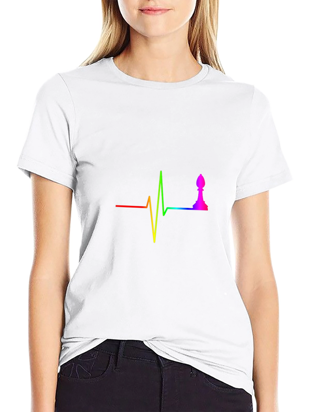 Rainbow Chess Bishop Heartbeat T-Shirt