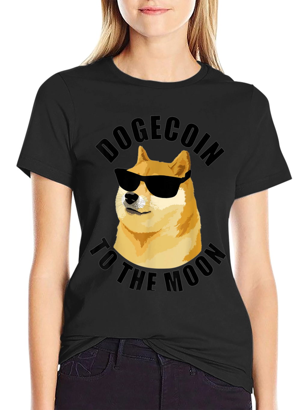 Dogecoin To The Moon Black T-Shirt