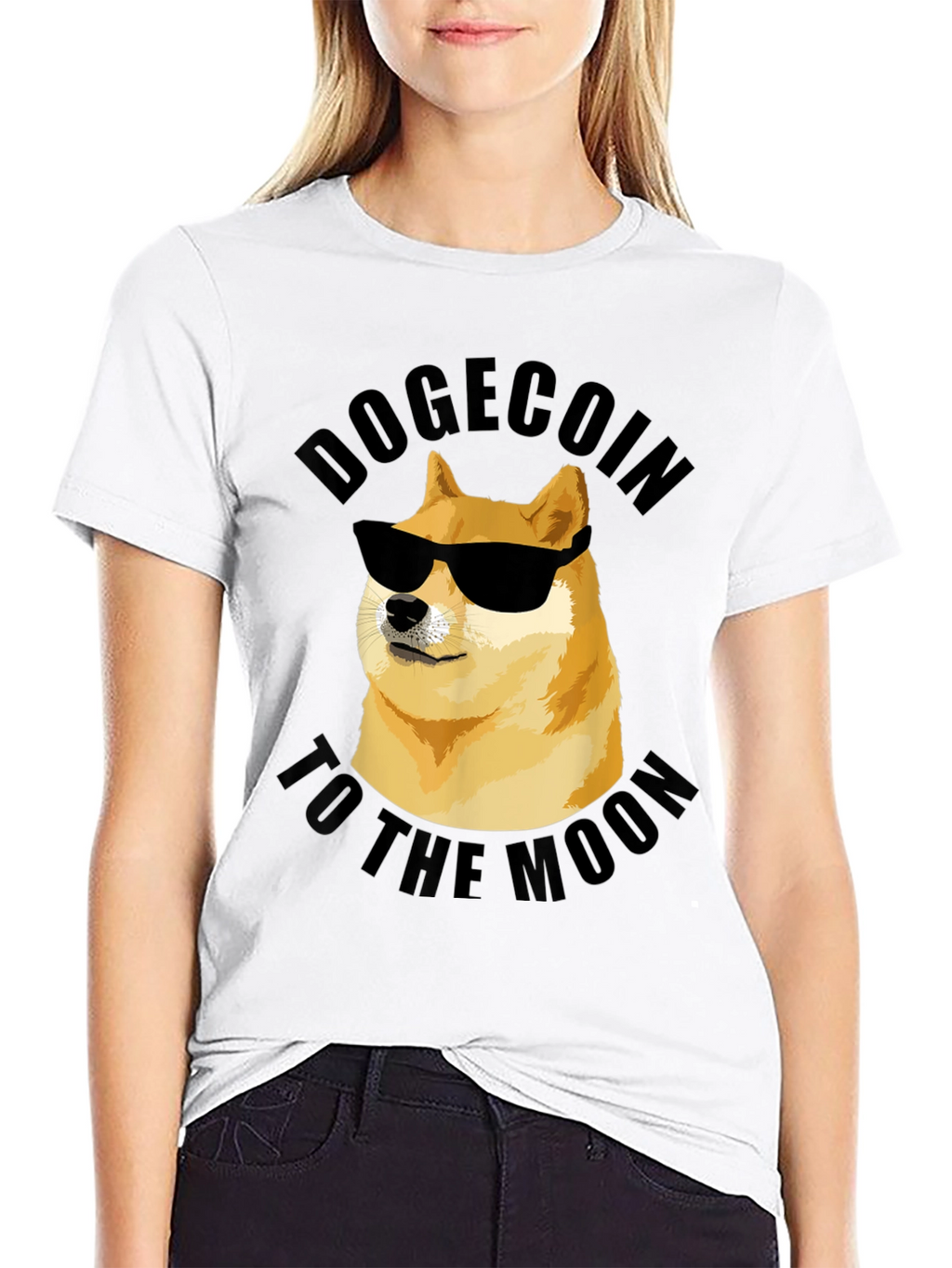 Dogecoin To The Moon Black T-Shirt