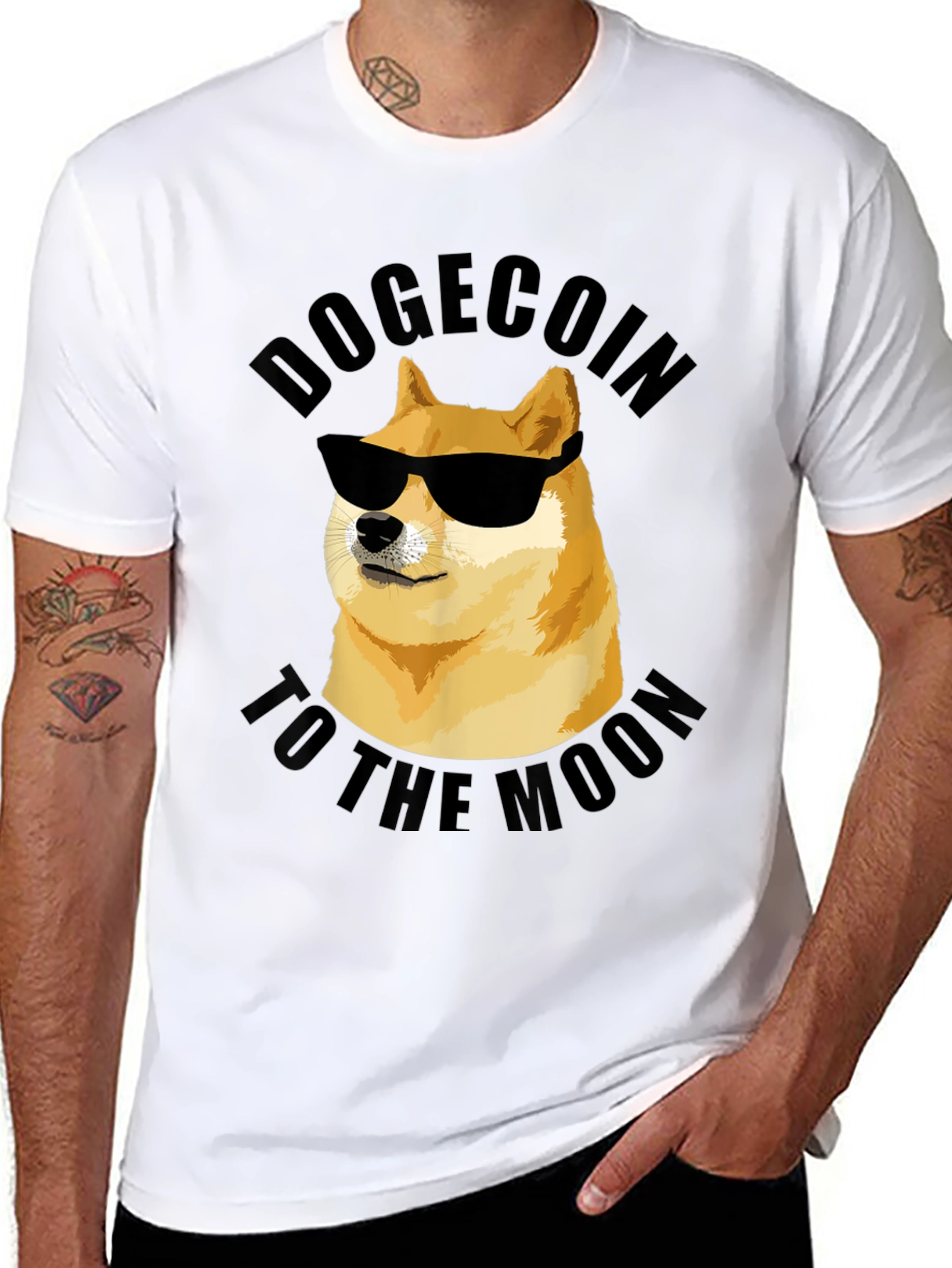 Dogecoin To The Moon Black T-Shirt