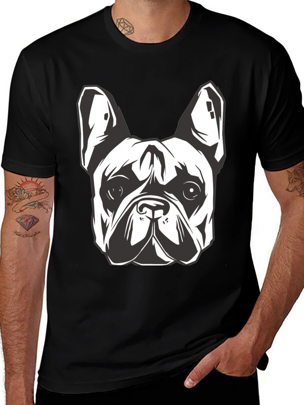 Cool Bulldog Graphic Black T-Shirt