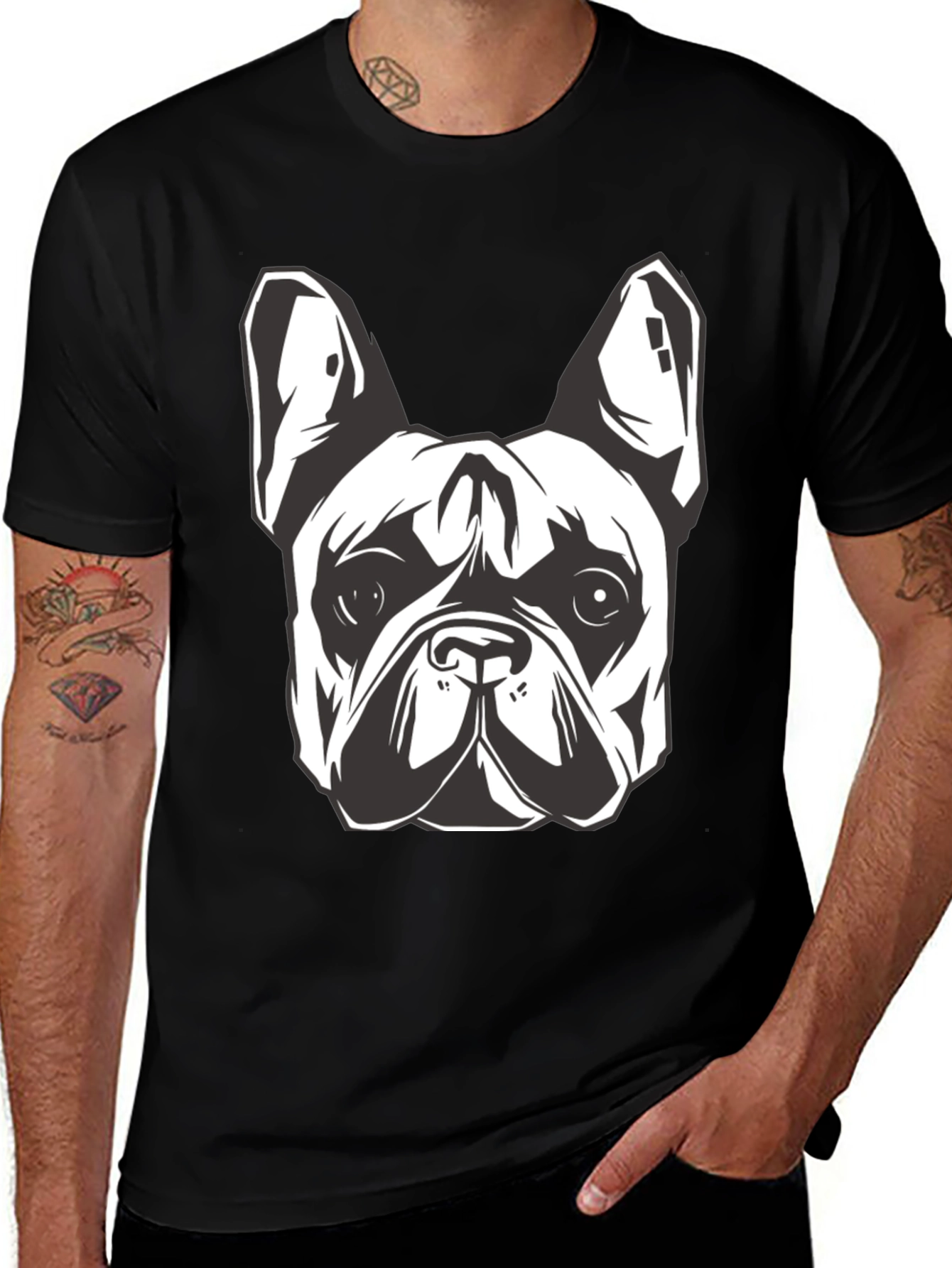 Cool Bulldog Graphic Black T-Shirt