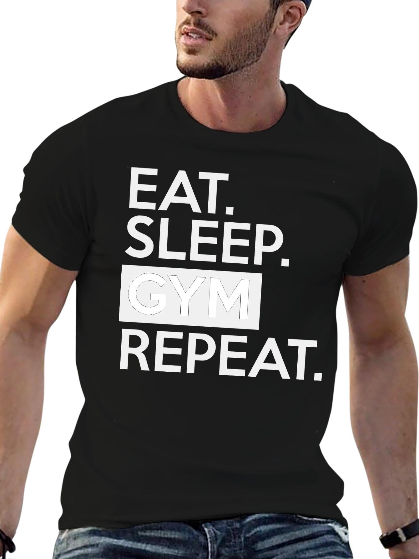Eat Sleep Gym Repeat Black T-Shirt